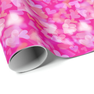 Hearts Bokeh Pattern Pink Wrapping Paper