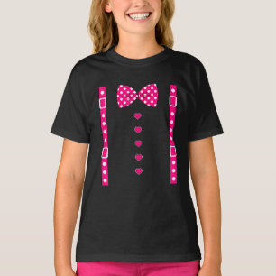 Hearts Bow Tie & Suspenders Valentines Day T-Shirt