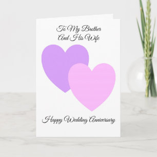 Hearts Brother And Wife Wedding Anniversary Card