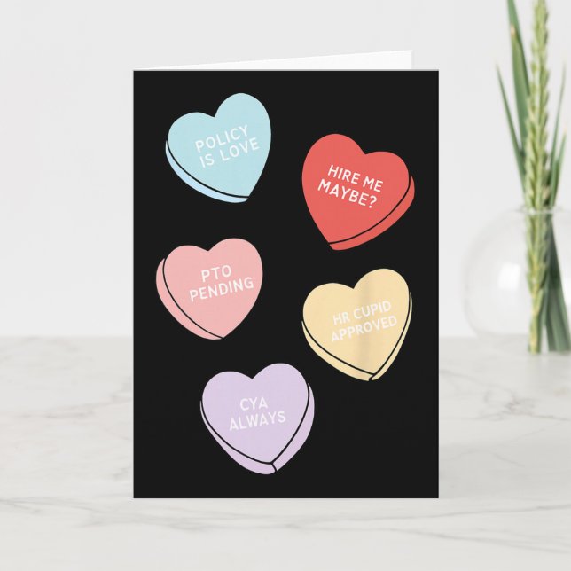 Hearts Candy Hr Valentine Day Human Resources Dire Card (Front)