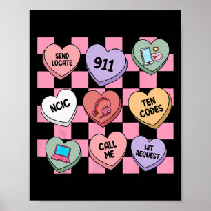 Hearts Candy Valentine's Day 911 Dispatcher , Poster