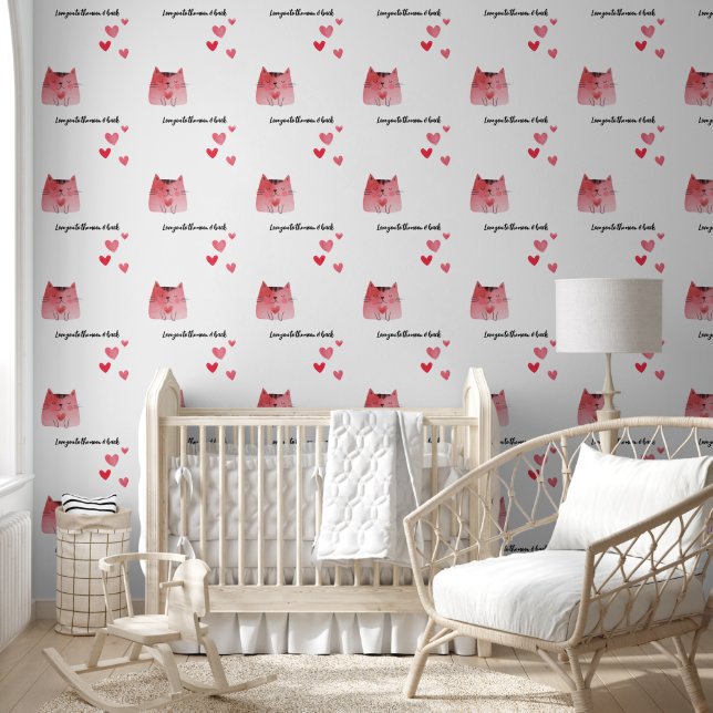 Hearts & Cats Love You To The Moon Wallpaper (Kids)