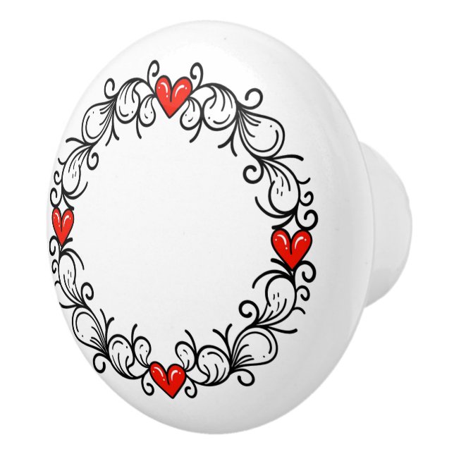 Hearts Ceramic Knob (Right)