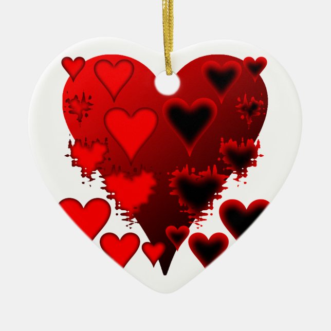 Hearts Ceramic Ornament (Front)