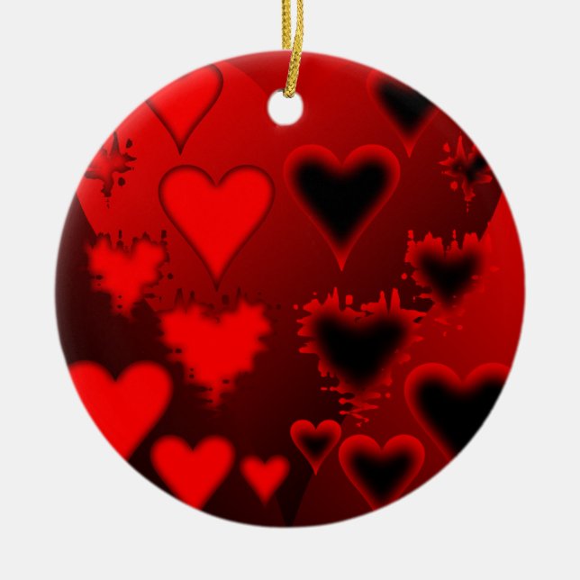 Hearts Ceramic Ornament (Front)