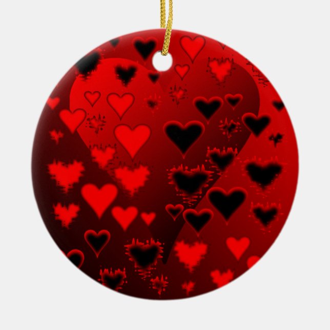 Hearts Ceramic Ornament (Front)