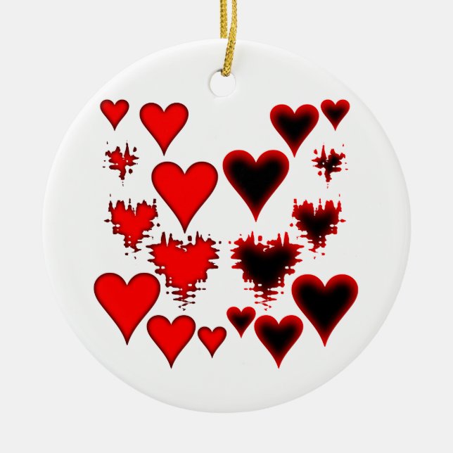 Hearts Ceramic Ornament (Front)