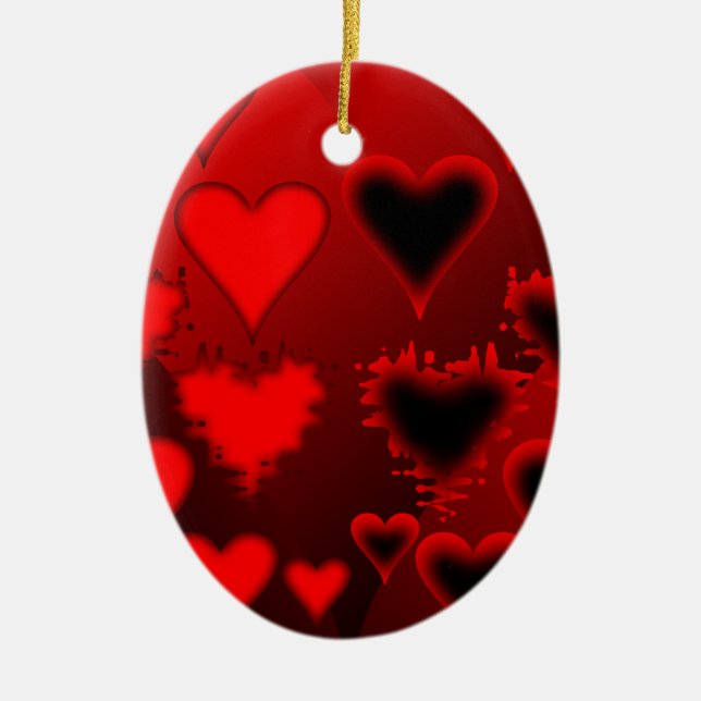 Hearts Ceramic Ornament (Front)
