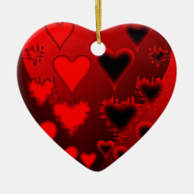 Hearts Ceramic Ornament (Front)
