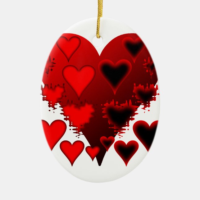 Hearts Ceramic Ornament (Front)