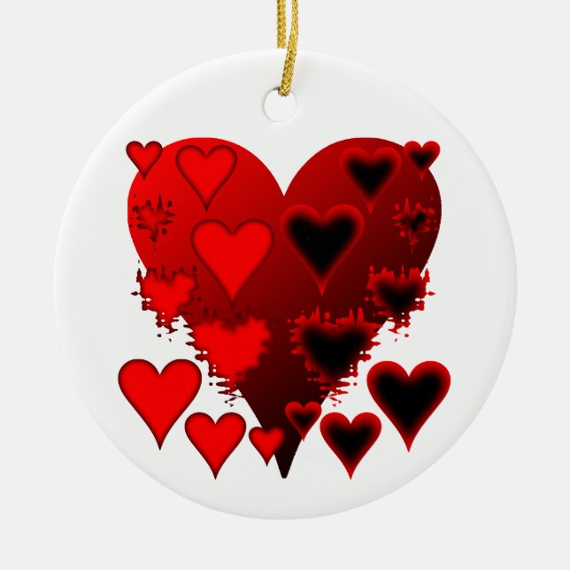 Hearts Ceramic Ornament (Front)