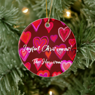 hearts ceramic ornament