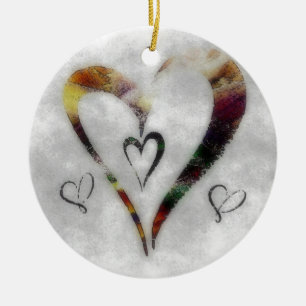 Hearts Ceramic Ornament
