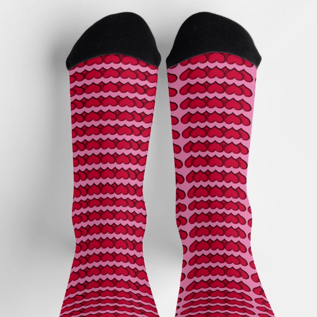 Hearts Chain Crew Socks (Top)