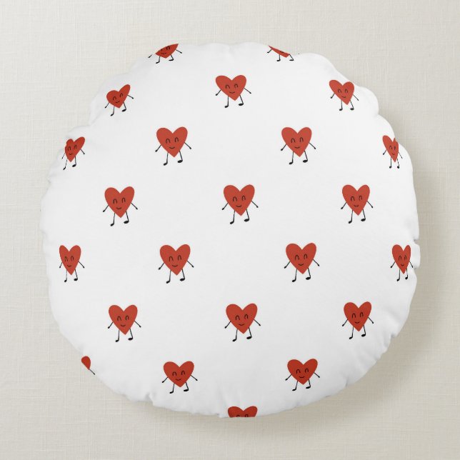 Hearts Charachter Round Pillow (Front)