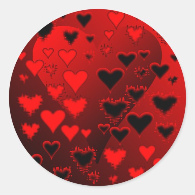 Hearts Classic Round Sticker (Front)