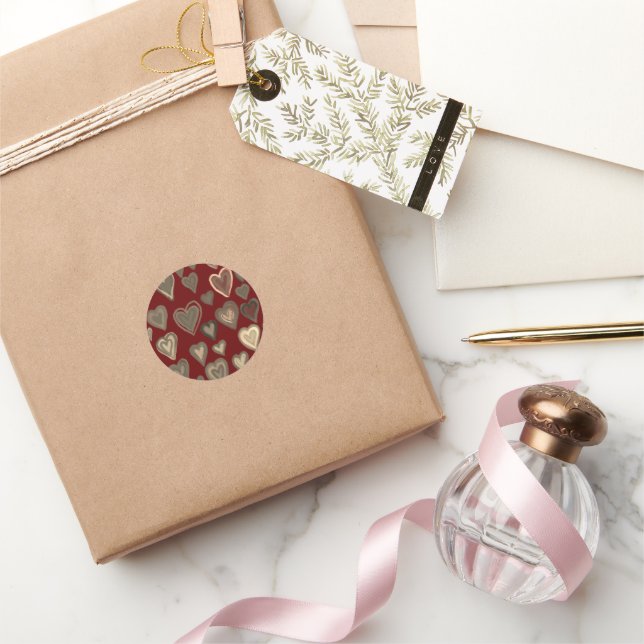hearts classic round sticker (Gifting)