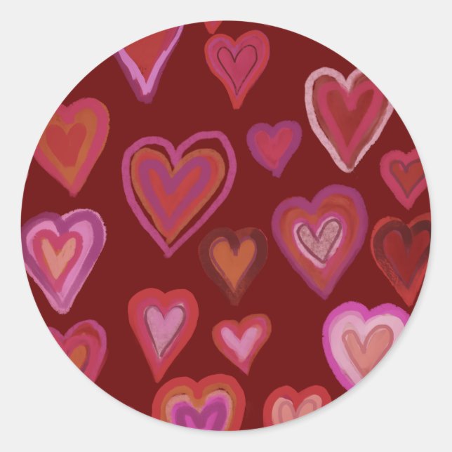 hearts classic round sticker (Front)