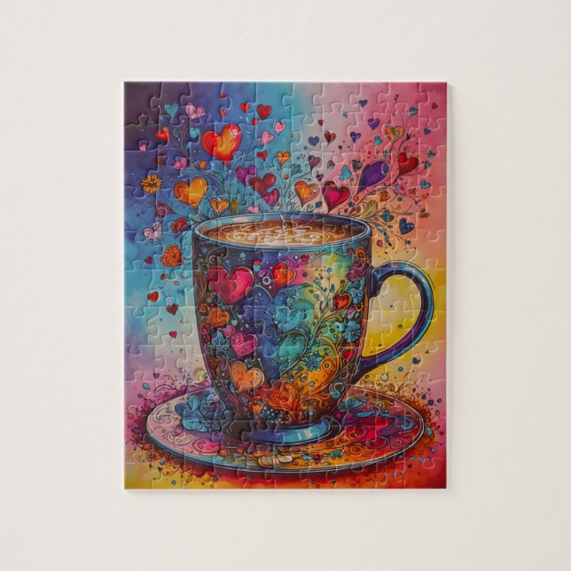 Hearts Coffee Mug Puzzle (Vertical)