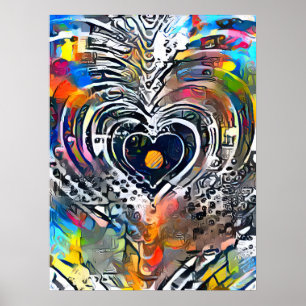Hearts Colourful Abstract Poster