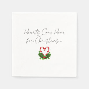Hearts Come Home For Christmas Holidays Candy Cane Napkin