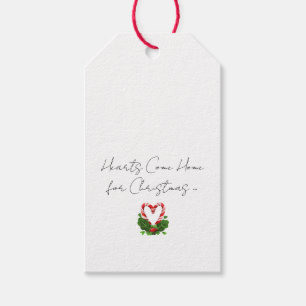 Hearts Come Home For Christmas Holidays Candycane Gift Tags