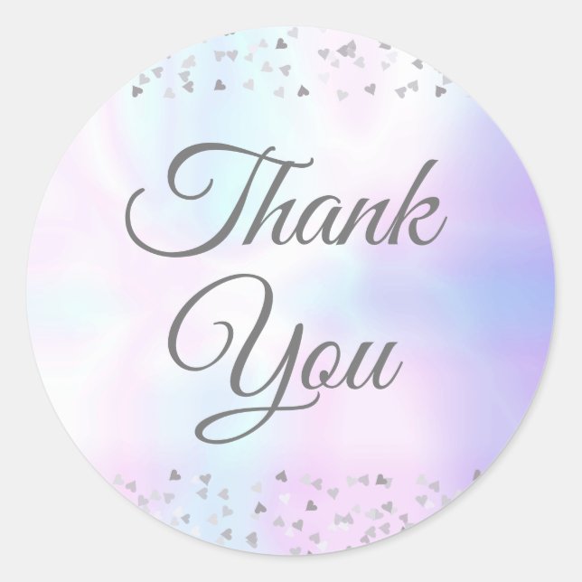 Hearts Confetti Pearl Thank You Classic Round Sticker (Front)