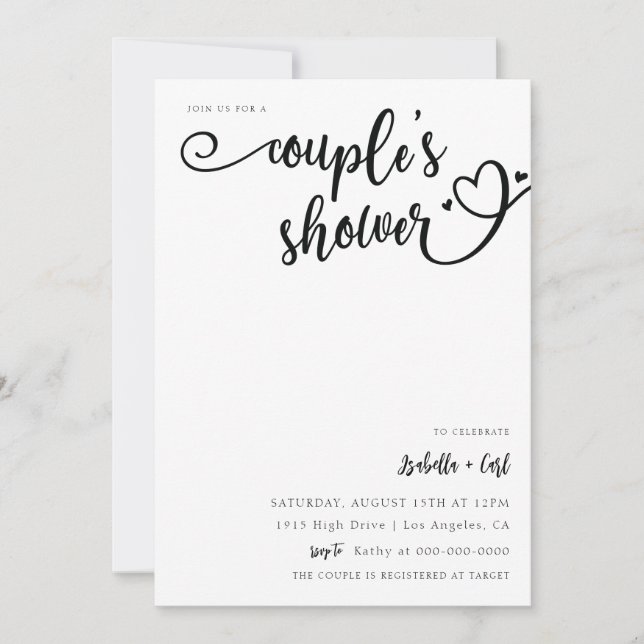 Hearts Couple's Shower Invitation (Front)