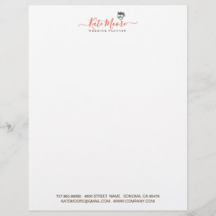 Hearts Crown Script Typeface Wedding Planner Letterhead