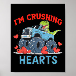 Hearts Crusher Monster Truck Crushing A Red Heart Poster