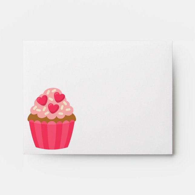 Hearts Cupcake Valentine's Envelopes (Front)