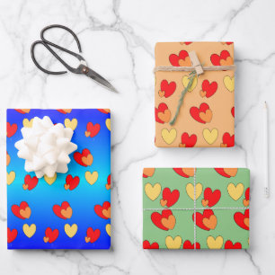 Hearts Cust. BG Colour Wrapping Paper Sheets