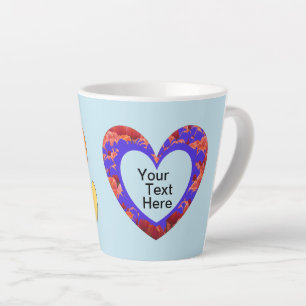 Hearts Cust. Text & BG Colour Latte Mug