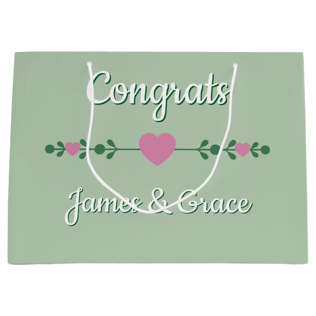 Hearts! Custom Engagement /WEDDING Large Gift Bag (Front)