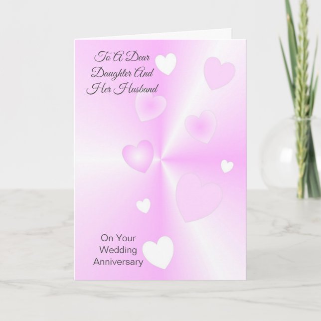 Hearts Daughter Husband Personalised Anniversary Card (Front)