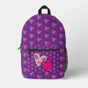 Hearts Design Printed Backpack