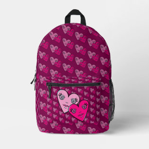 Hearts Design Printed Backpack