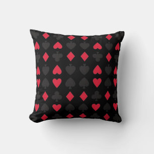 Hearts Diamonds Spades Clubs Playing Cards Pattern Throw Pillow