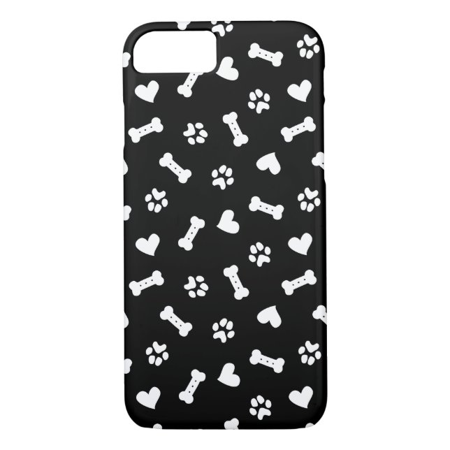 Hearts Dog Paws And Bones Black    Case-Mate iPhone Case (Back)