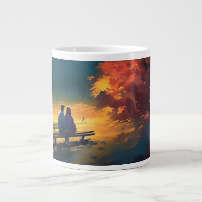 Hearts Entwined: Couple's Bliss Mugs" Large Coffee Mug (Front)