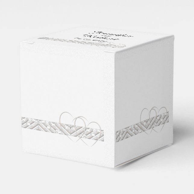 Hearts Entwined Floral Border Wedding Favour Box (Front Side)