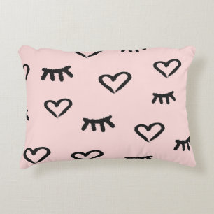 Hearts & Eyes: Grunge Vintage Sketch Accent Pillow