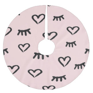 Hearts & Eyes: Grunge Vintage Sketch Brushed Polyester Tree Skirt