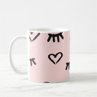 Hearts & Eyes: Grunge Vintage Sketch Coffee Mug