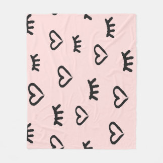 Hearts & Eyes: Grunge Vintage Sketch Fleece Blanket