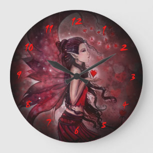 Hearts Fairy Fantasy Art Wall Clock