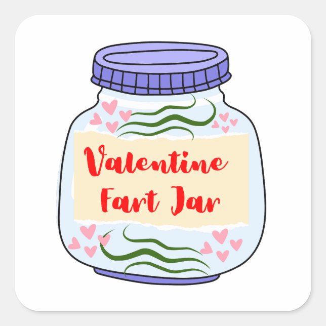 Hearts & Fart Jar Square Sticker (Front)