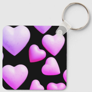 Hearts Filled With True Love Black Background Keychain