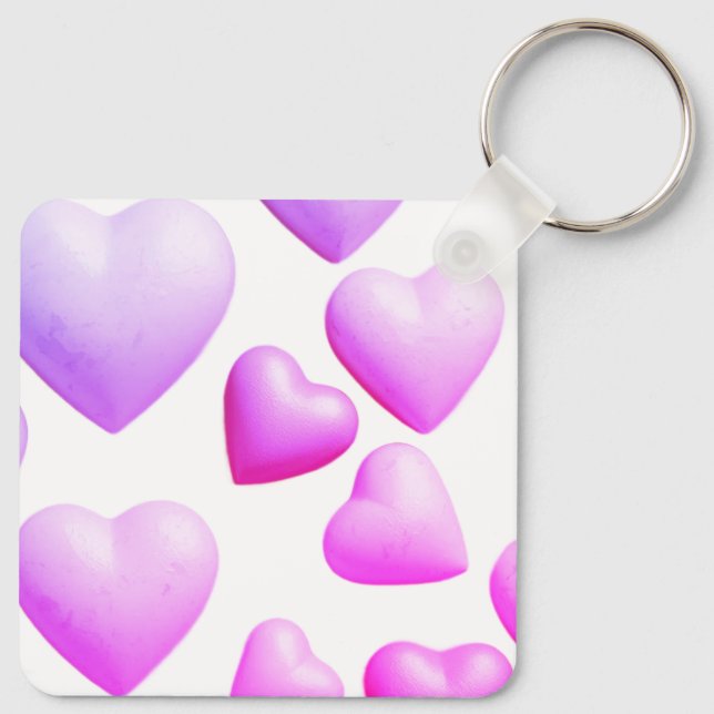 Hearts Filled With True Love White Background Keychain (Back)