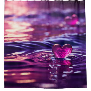 "Hearts Floating on Water with Purple & Pink Hue"